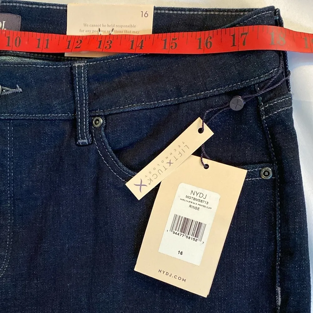 NWT💙 NYDJ Marilyn Straight Denim Jeans With Printed Cuff, Rinse/Blue #MGTBMS8713 - Image 4