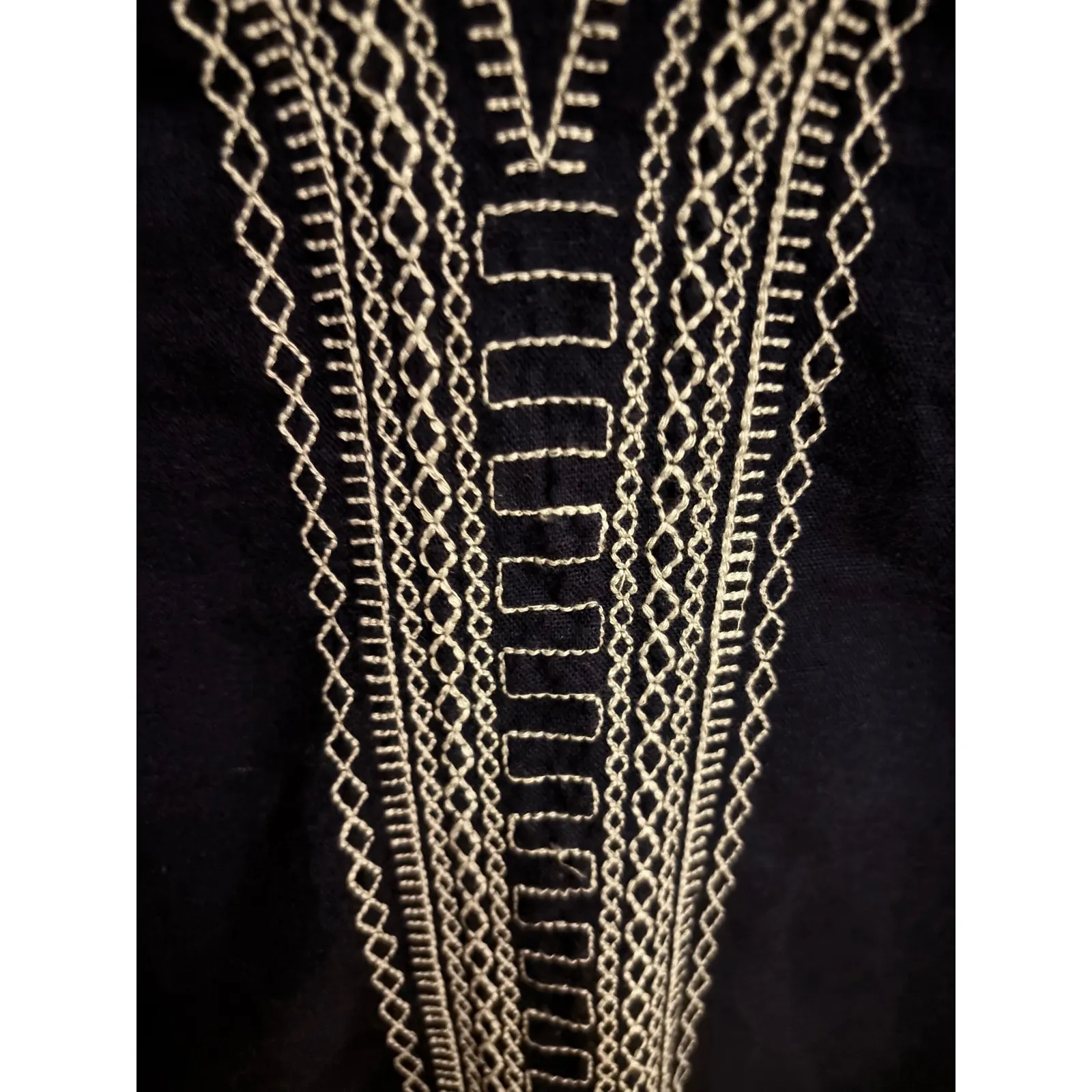 Jessica London Navy Blue Embroidered Tunic Top Plus Size 22W Linen Rayon - Image 2