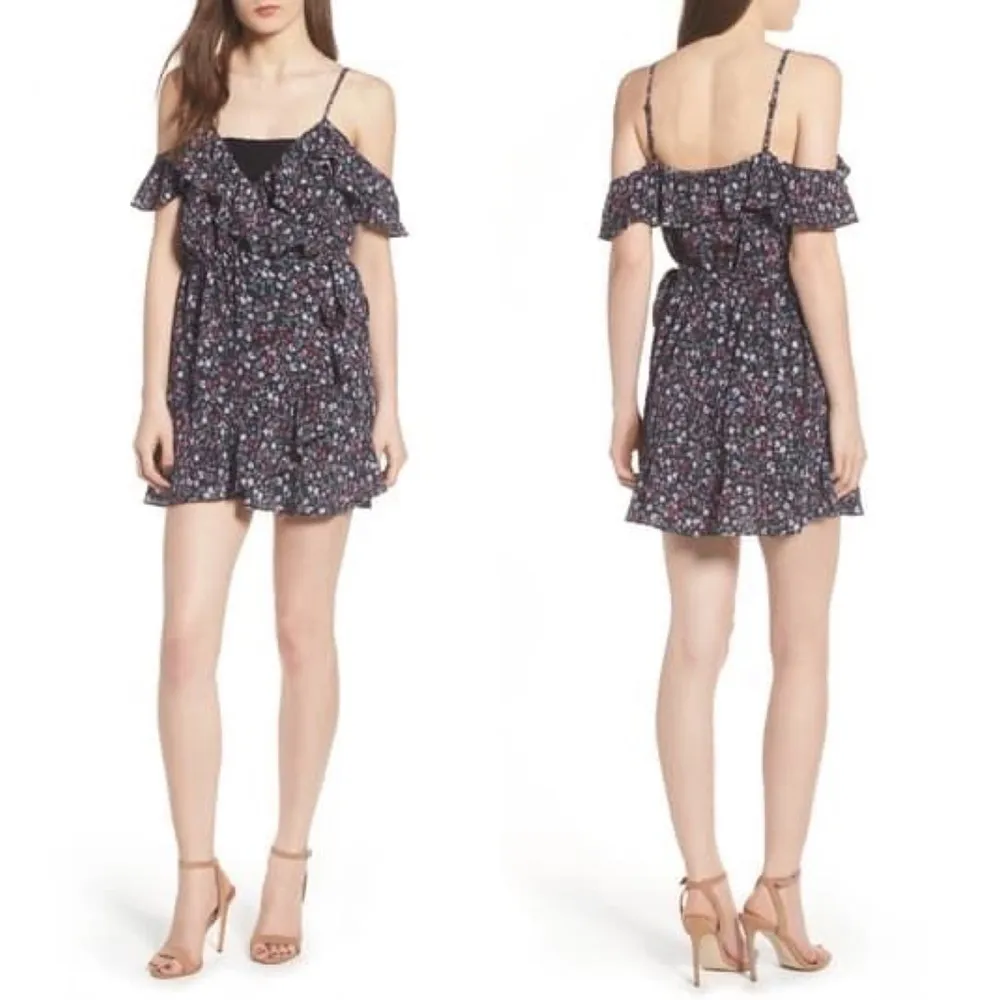 LOVERS + FRIENDS Skye Floral Wrap Mini Dress M - Image 9