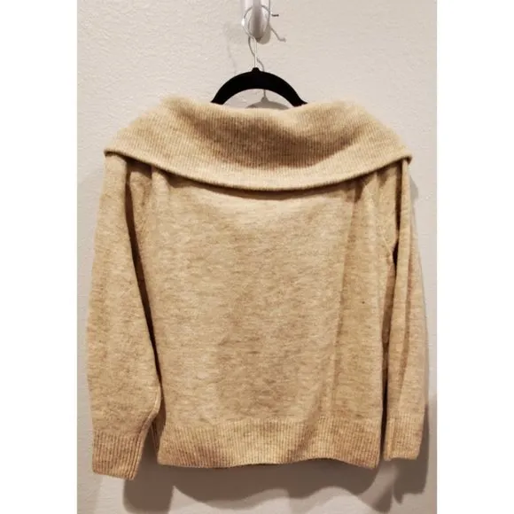 H&M  Ivory Slash Neck Slim Sweater - Image 3