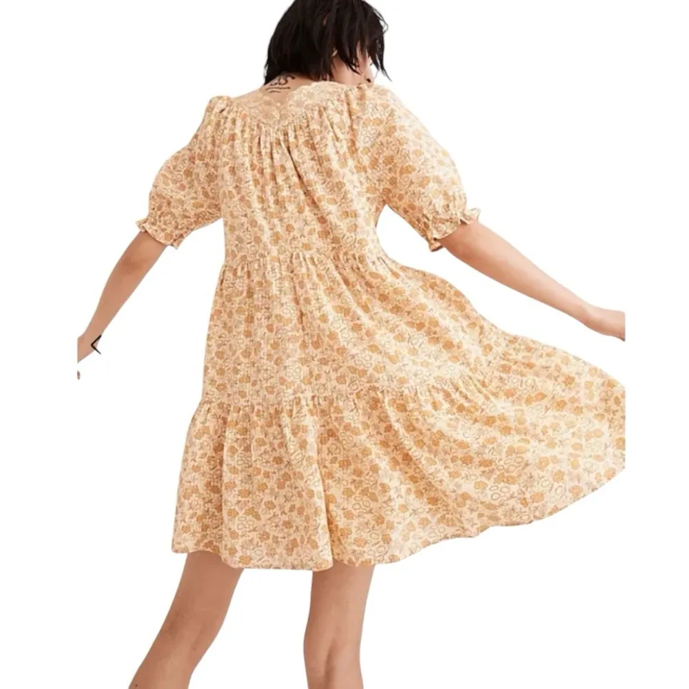 Eyelet Trim Tiered Mini Dress Women’s Size L Piccola Floral Transition - Image 2