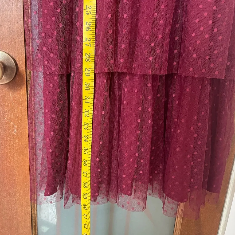 Lulu’s Sweetheart Burgundy Bustier Tulle Tiered Polka Dot Cocktail Party Dress NWT - Image 10