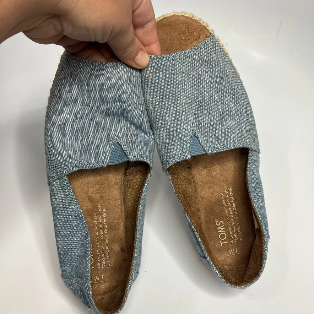 Toms peep toe espadrilles chambray size 7 - Image 5
