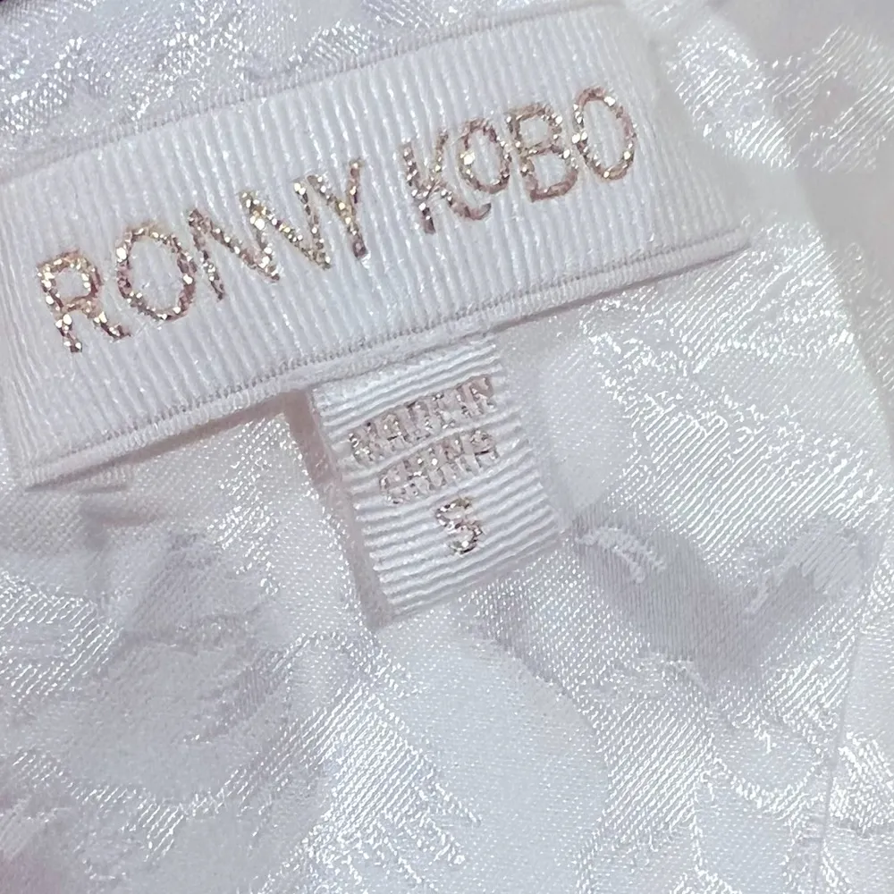 Ronny Kobo White Jacquard Long Sleeve Mini Dress Size S New w/Tag - Image 11