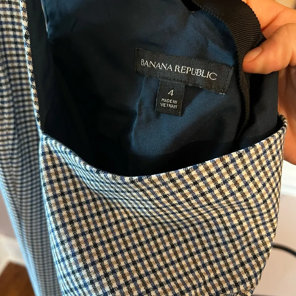 Banana Republic Checker Tie Back Dress Boardroom Siren Business Casual Midi - Image 7