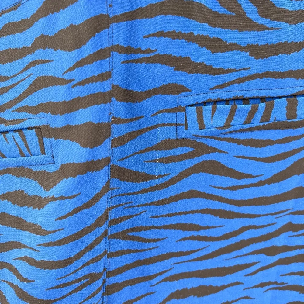 A.L.C. Shift Dress Blue Animal Print Bold Mod Retro Edgy Glam Mini Size 10 - Image 5