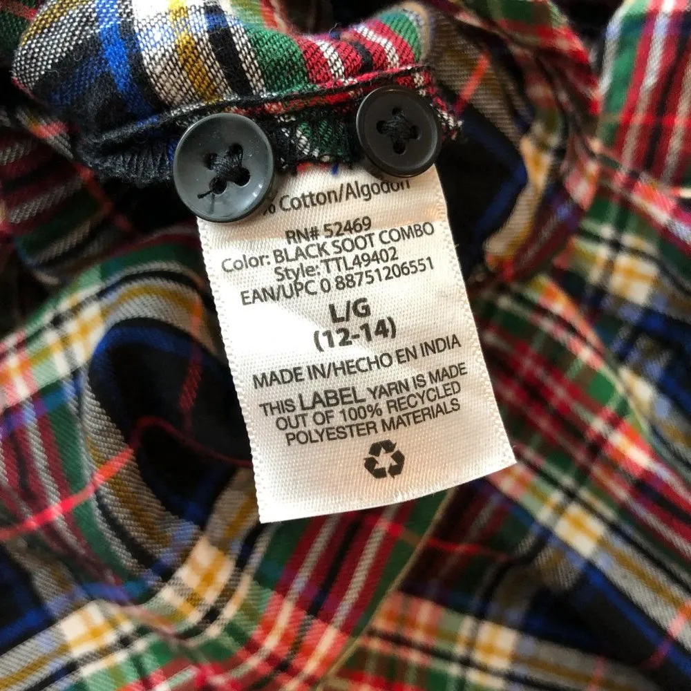 Time and Tru Womens Flannel Shirt Cotton Button Down Pocket Plaid Red Black L - Image 4