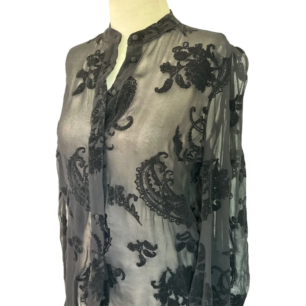 Hemant & Nandita Womens Shirt With Cami in Black Small New Button Down Blouse - Image 6