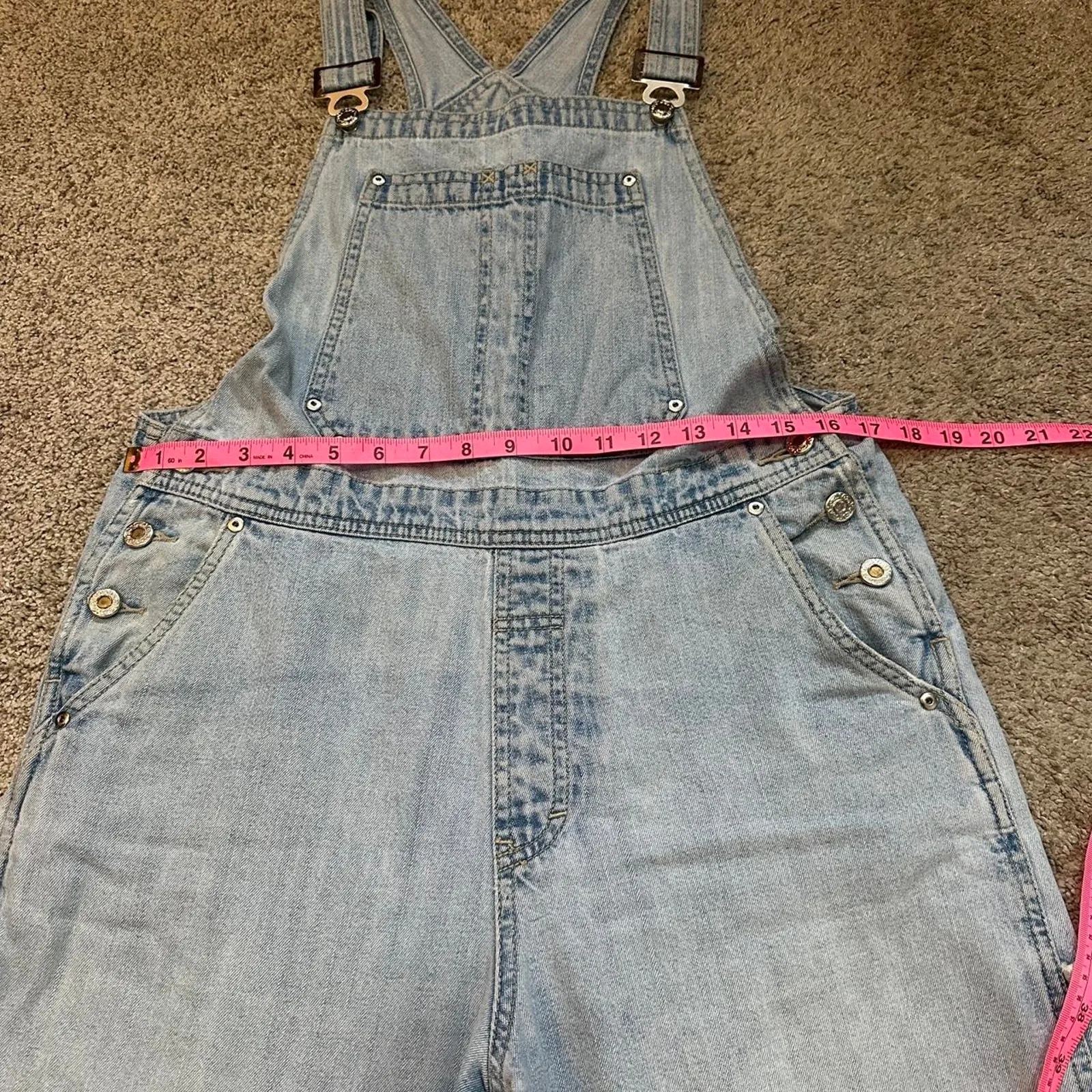 true 90s M vintage ETHYL Light wash denim overalls relaxed fit Cargo Workwear Blue Size M - Image 4