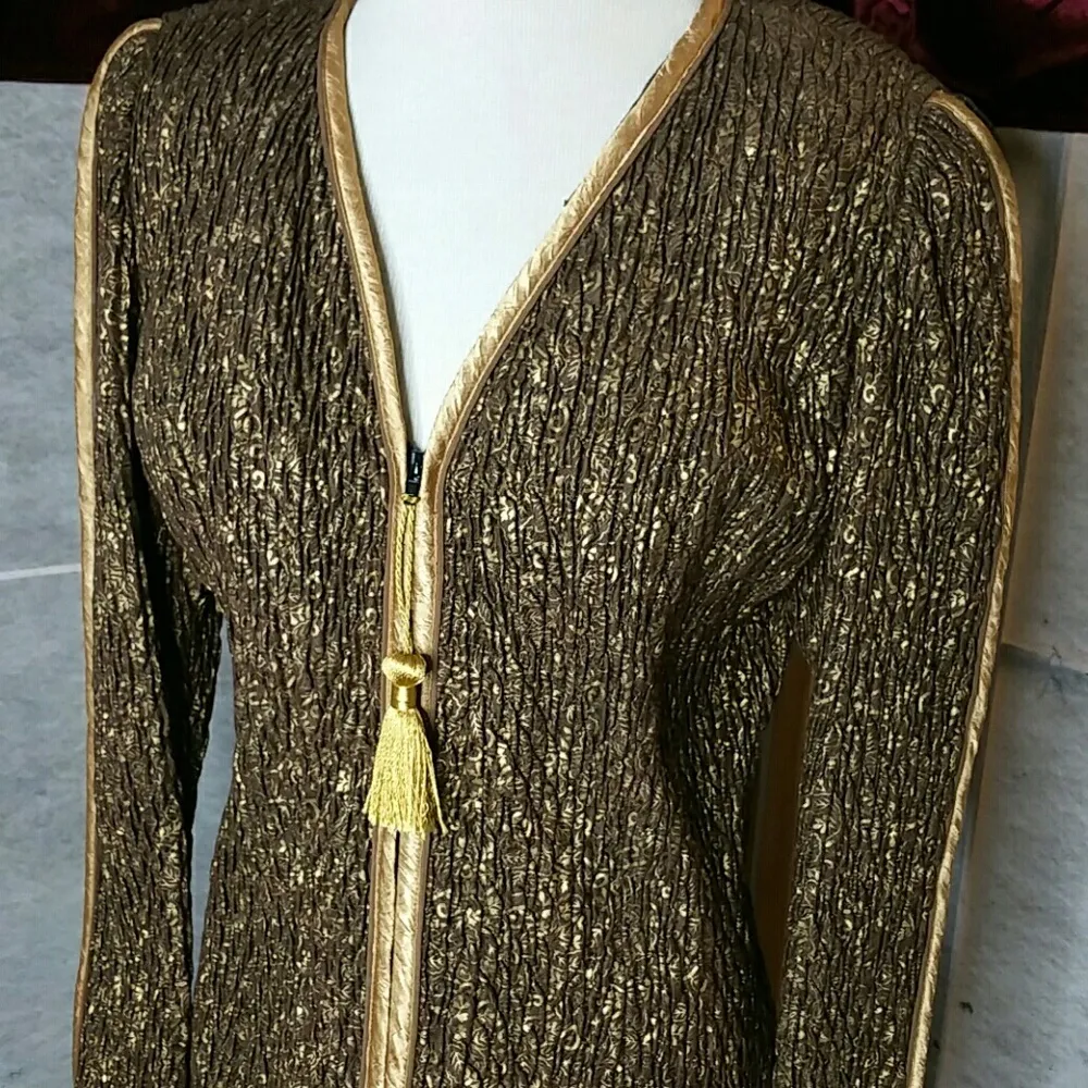 Vintage Jeanne Marc Tassel Gold Shimmering Jacket Size L Size L - Image 4