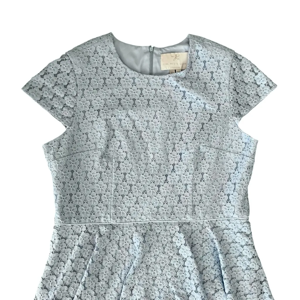 Gal Meets Glam Women’s Daisy Cap Sleeve Lace Tiered Oxford Blue Midi Dress Sz 18 - Image 3