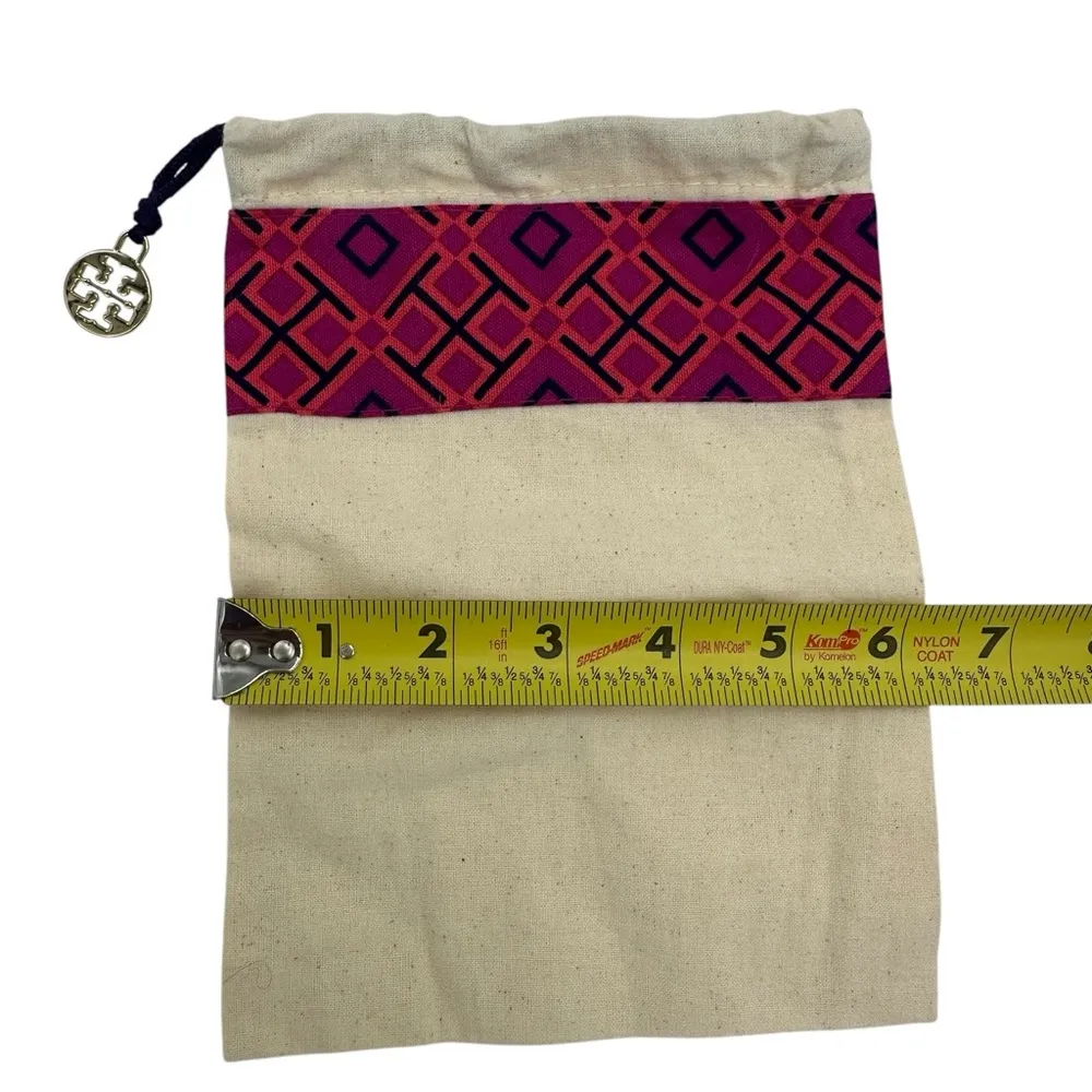 Tory Burch Cream Pink Canvas Drawstring Dustbag Small - Image 5
