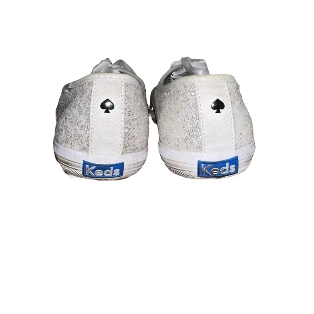 Keds x Kate Spade Champion Sneakers Womens 8 White Glitter Bridal Cheer Pageants - Image 4