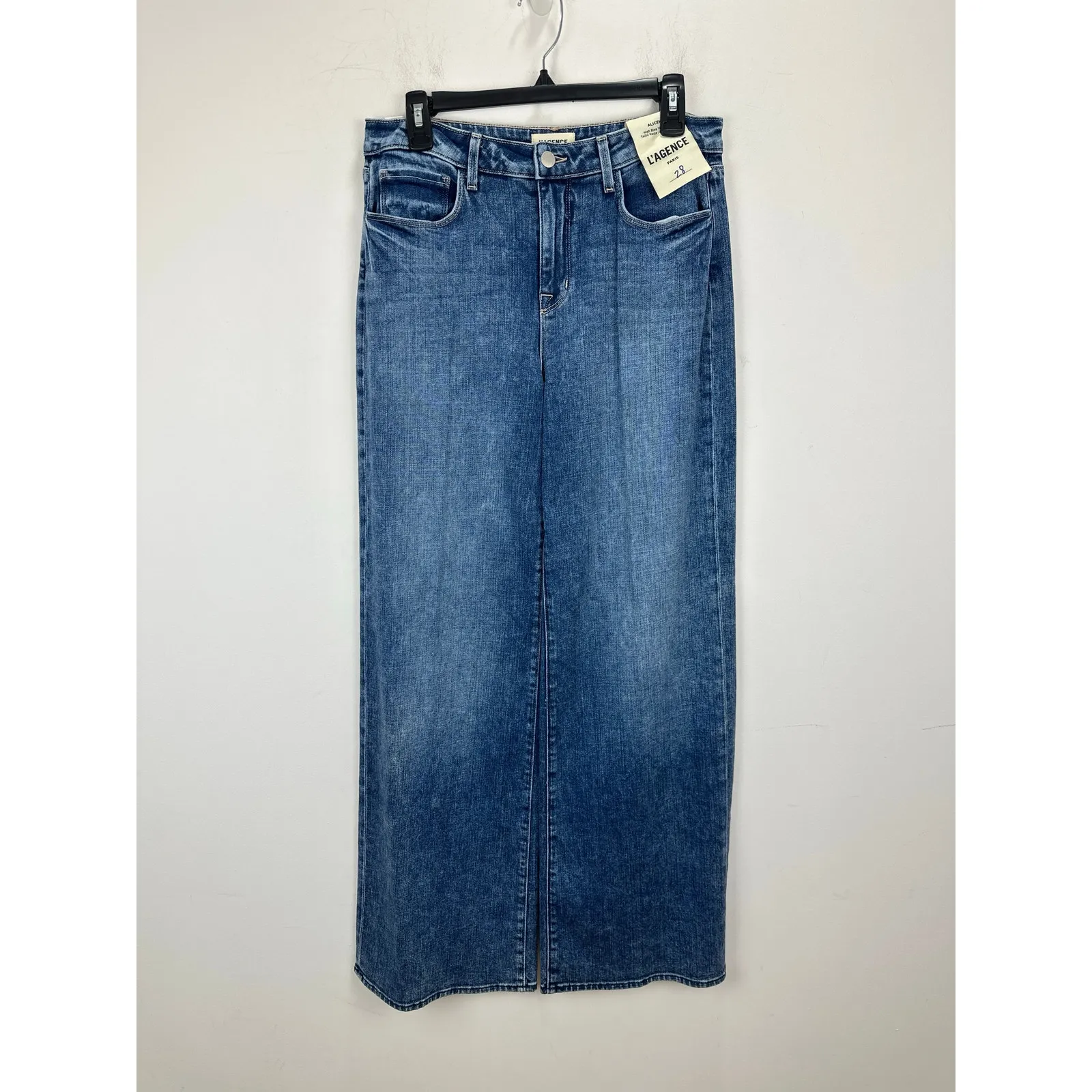L'AGENCE Alicent High Waist Wide Leg Jeans in Wilcox Blue Relaxed US 28 NWT - Image 6