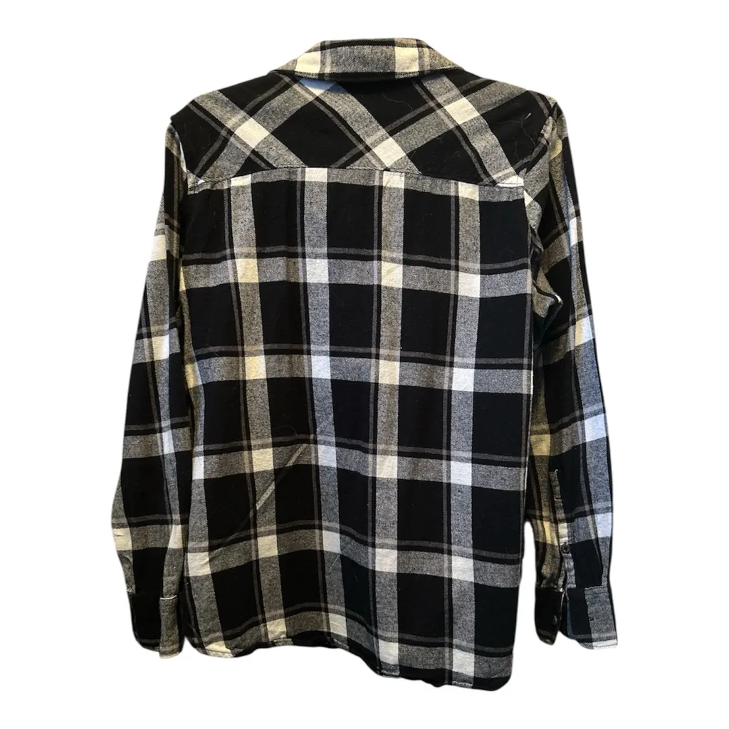 Woolrich flannel button down black white sz L - Image 3