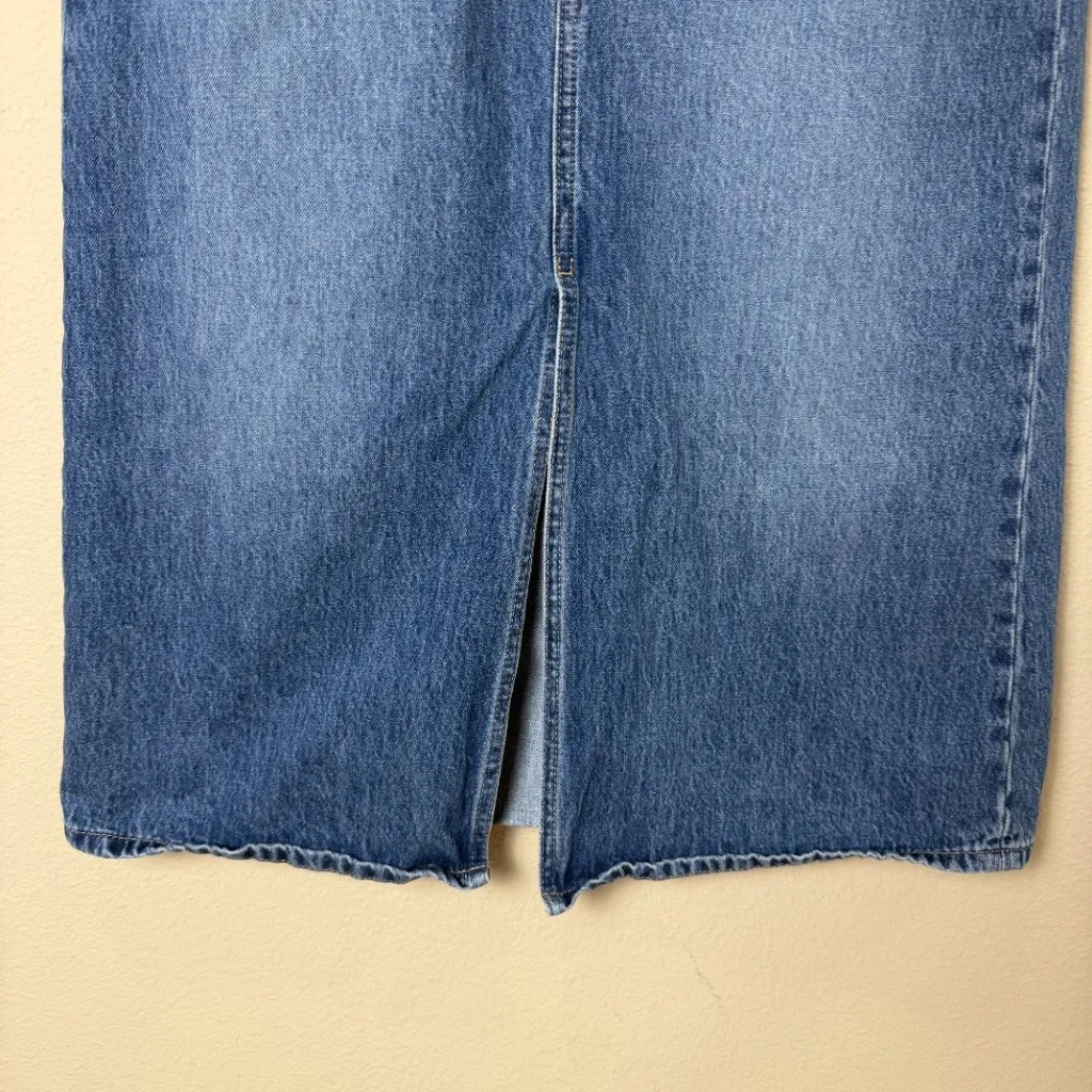 UNIQLO Jeans Denim Midi Maxi Skirt with Slit Size 6 Purchased in Japan - Image 3