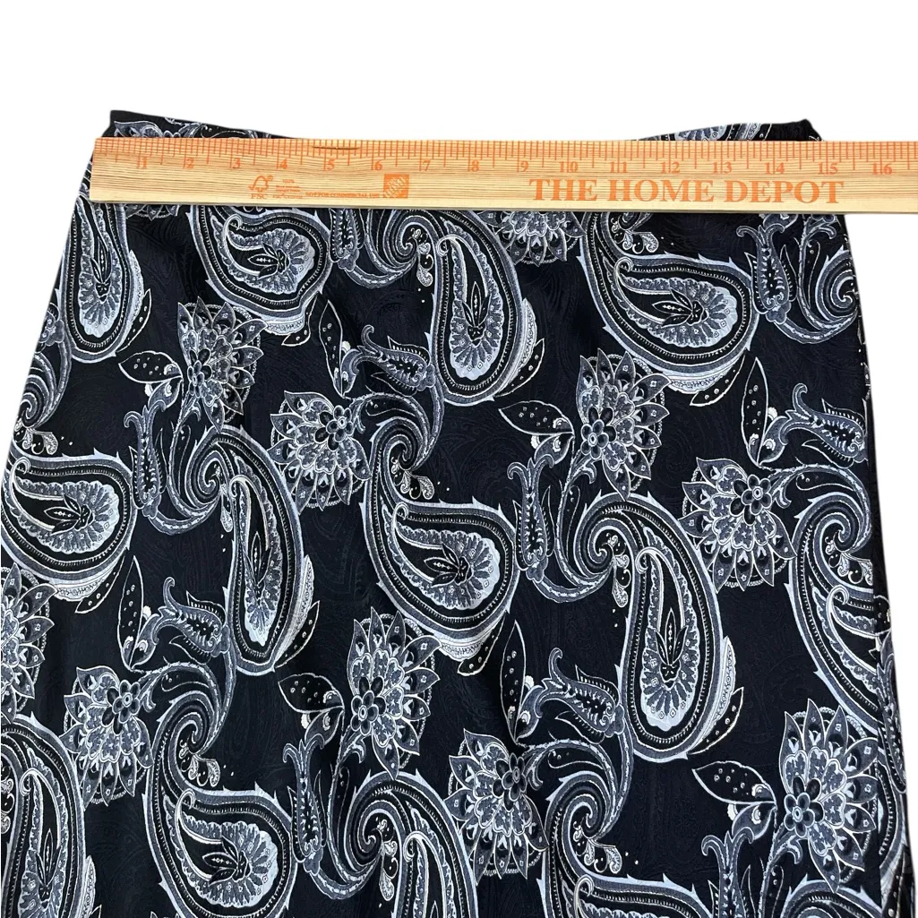 Casual Corner Navy and White Paisley Silk Maxi Slip Skirt Blue Size 8 - Image 3