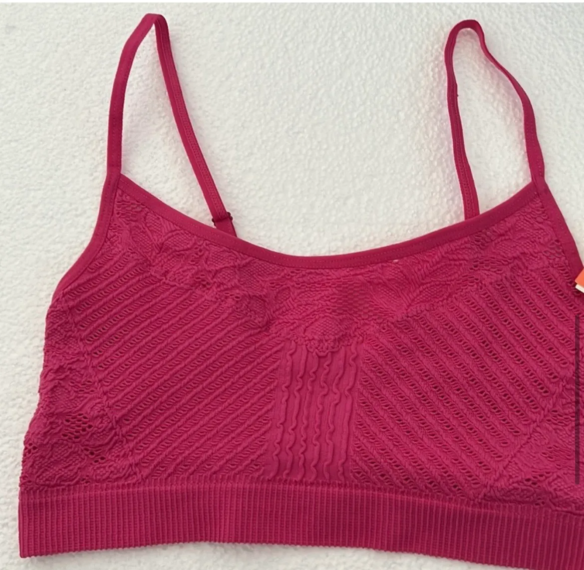 Colsie Women's Scoop Neck Crochet Bralette S Pink - Image 6