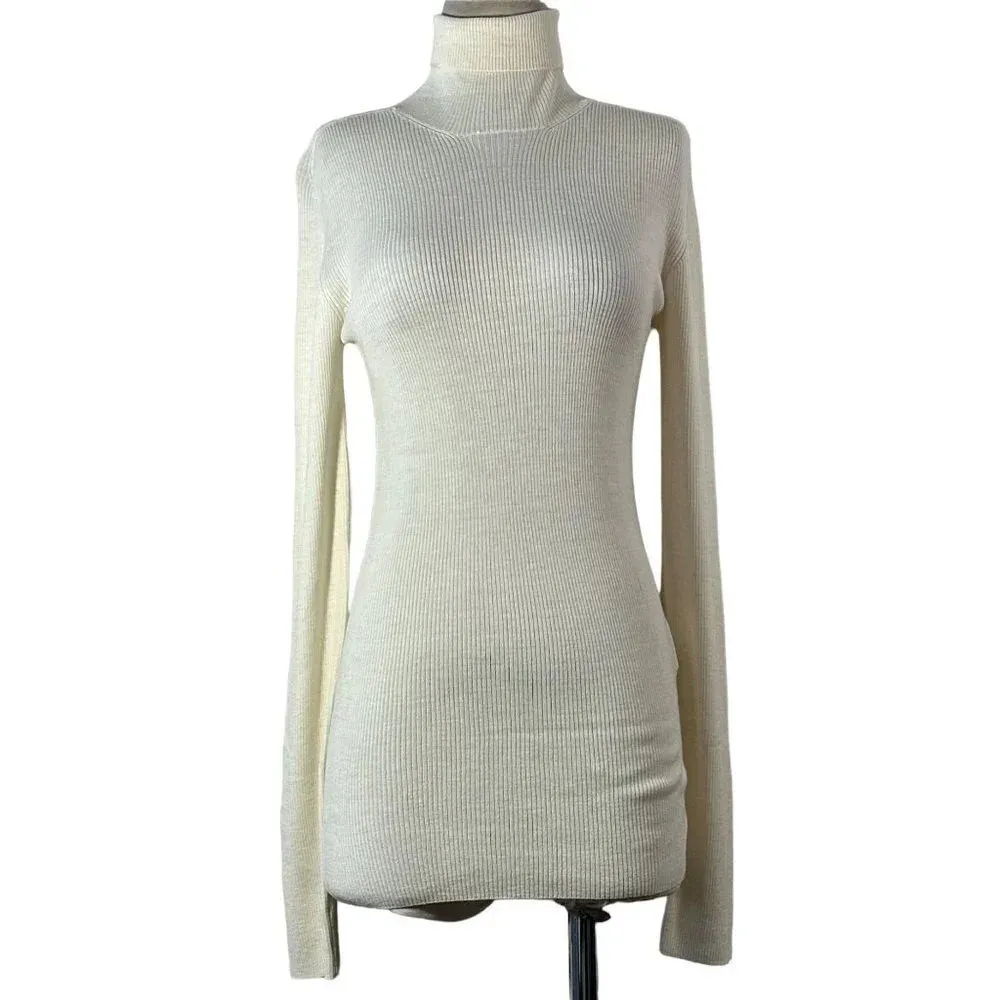 WARDROBE.NYC Turtleneck in Off White Large New Womens Long Sleeve Top - Image 5