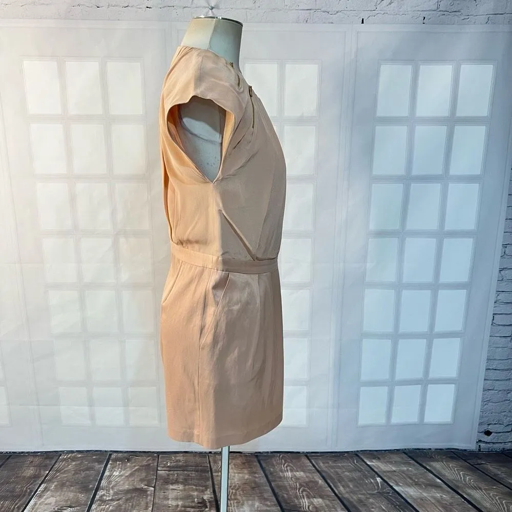 Maje blush pink silk cap sleeve zipper detail sheath dress size 1 or US small - Image 5