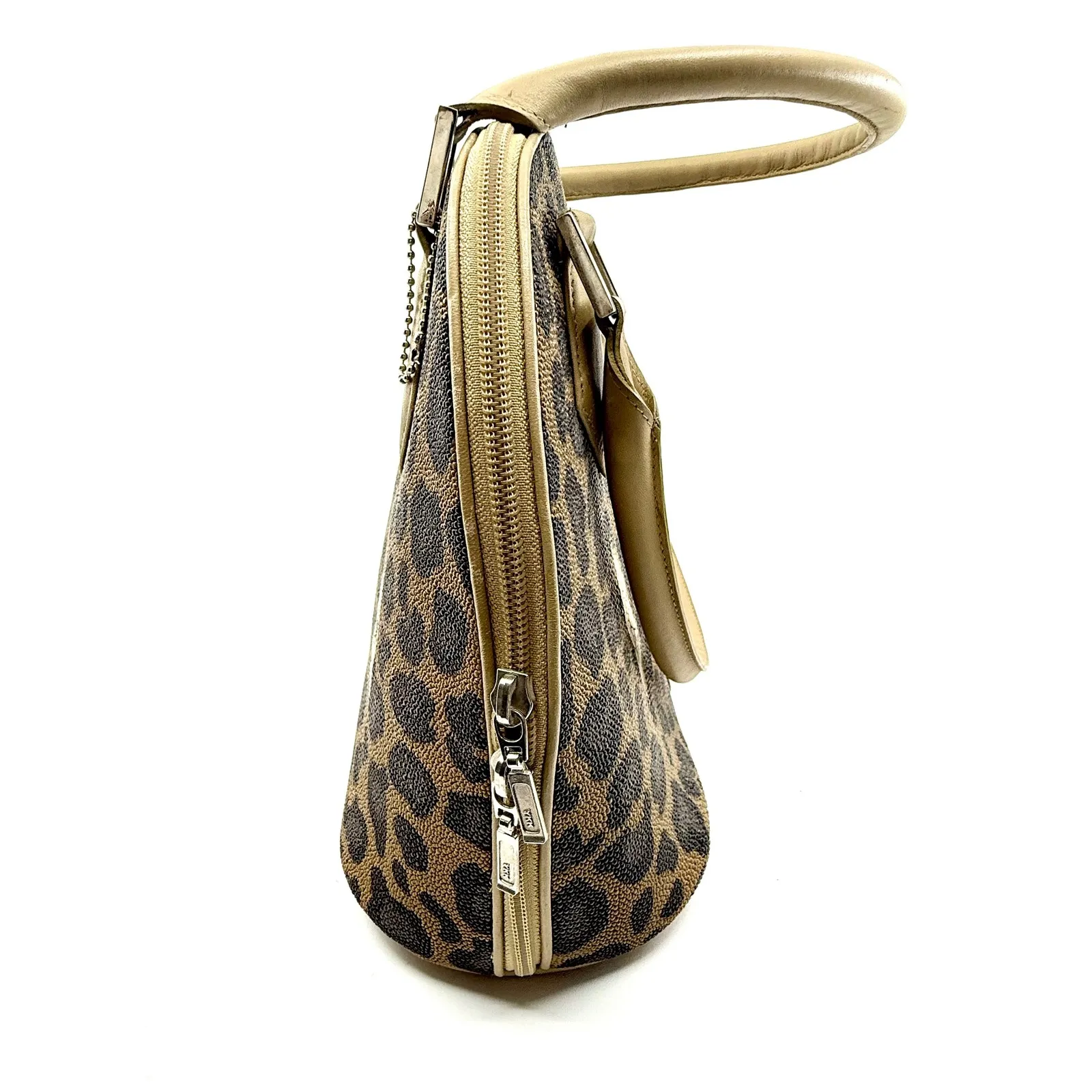 Genuine Stingray Exotic‎ Leather Leopard Print Satchel Handbag Purse, Gold Trim Brown - Image 5