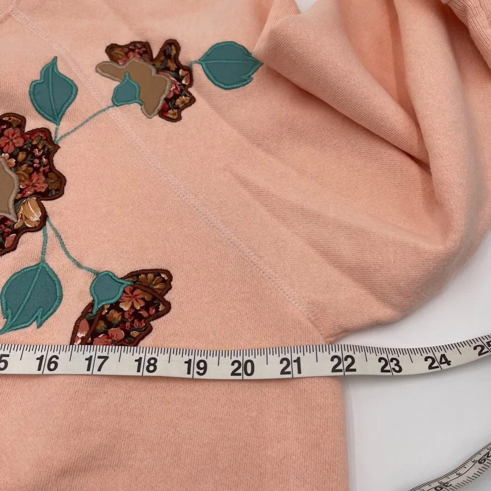 VTG Hanes Peach Embroidered Floral Crewneck Sweater USA Womens *READ* Pink Size M - Image 11