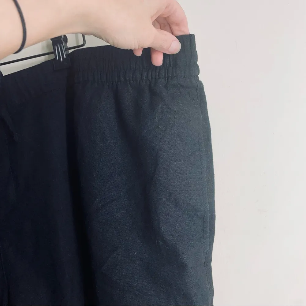 Old Navy High Waisted Drawstring Black Linen Shorts size 4X - Image 5