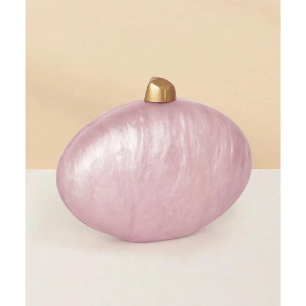 ⚡Women's Pink Egg Metallic Evening Shiny Top Closure Trendy Clutch Handbags - Image 6