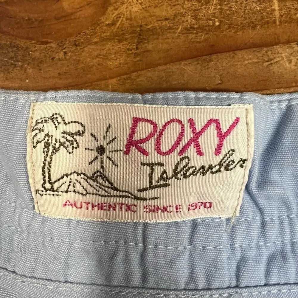 Vintage Roxy U468197 Islands 100% Cotton Utility Cargo Shorts Blue Y2K Sz 13 - Image 8