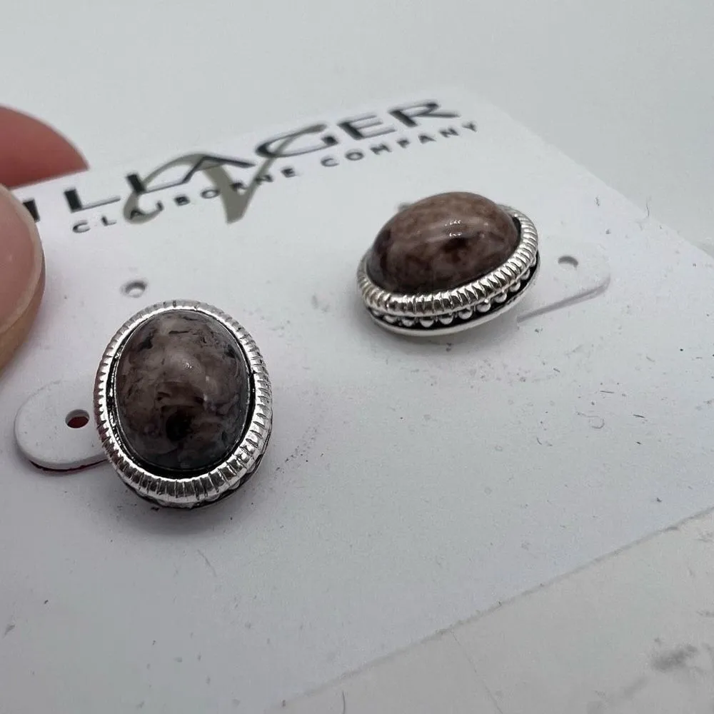 NWT Villager Gloria‎ Vanderbilt Earrings Studs Dangle Drop Classic Silver tone - Image 5