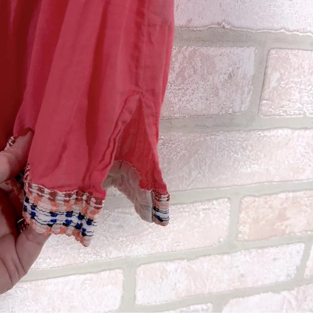 J. McLaughlin Paget Embroidered Tunic Top in Coral Size S - Image 7