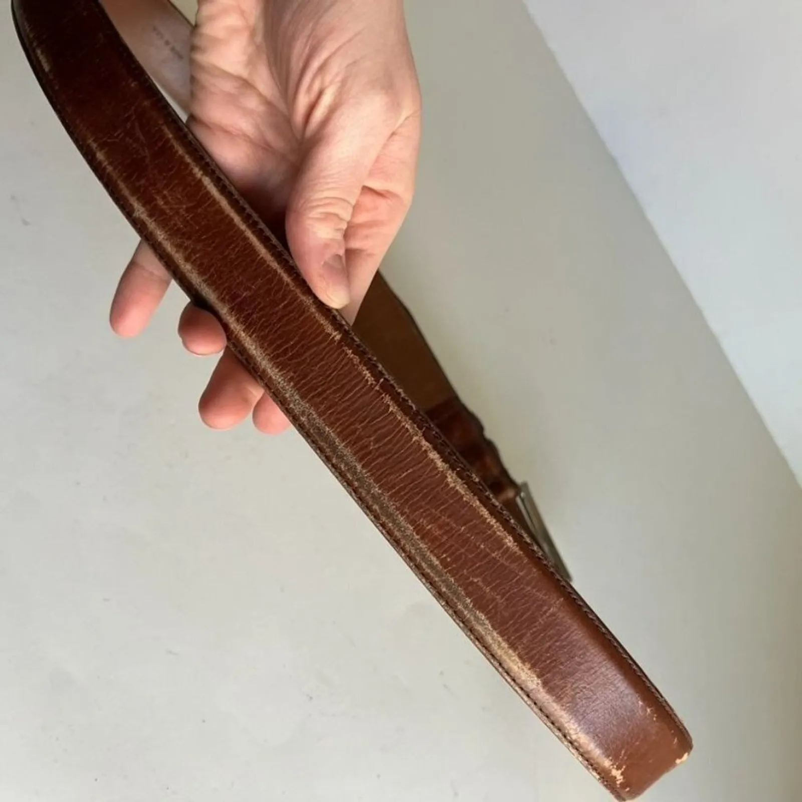 Allen Edmonds Soft Tan Distressed Calfskin USA Made Belt - Image 5