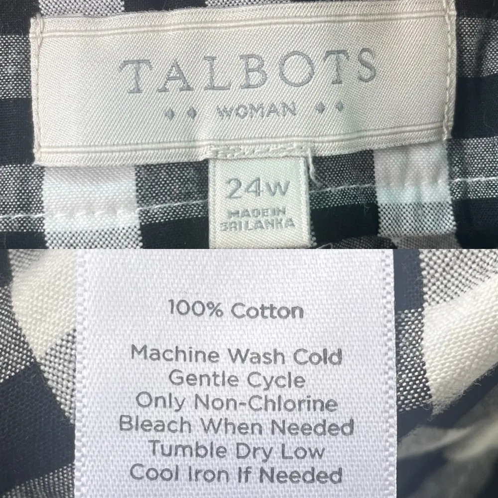 NWT Talbots Womens Skort Skirt Black White Gingham Plaid Scalloped Plus Size 24 - Image 9