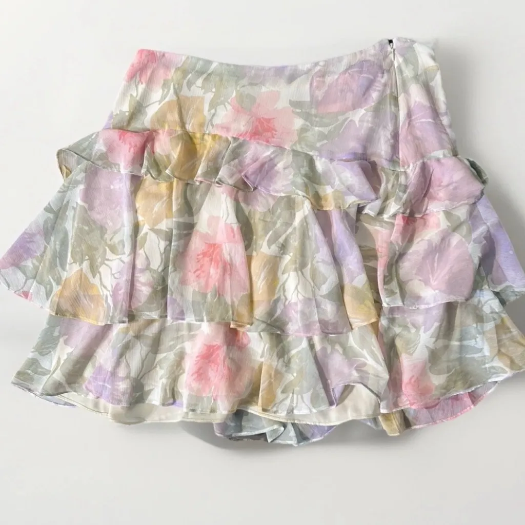 LAUREN Ralph Lauren ,NWT $185, Floral Ruffle Trim Crinkle Georgette Skirt, Sz 12 - Image 8