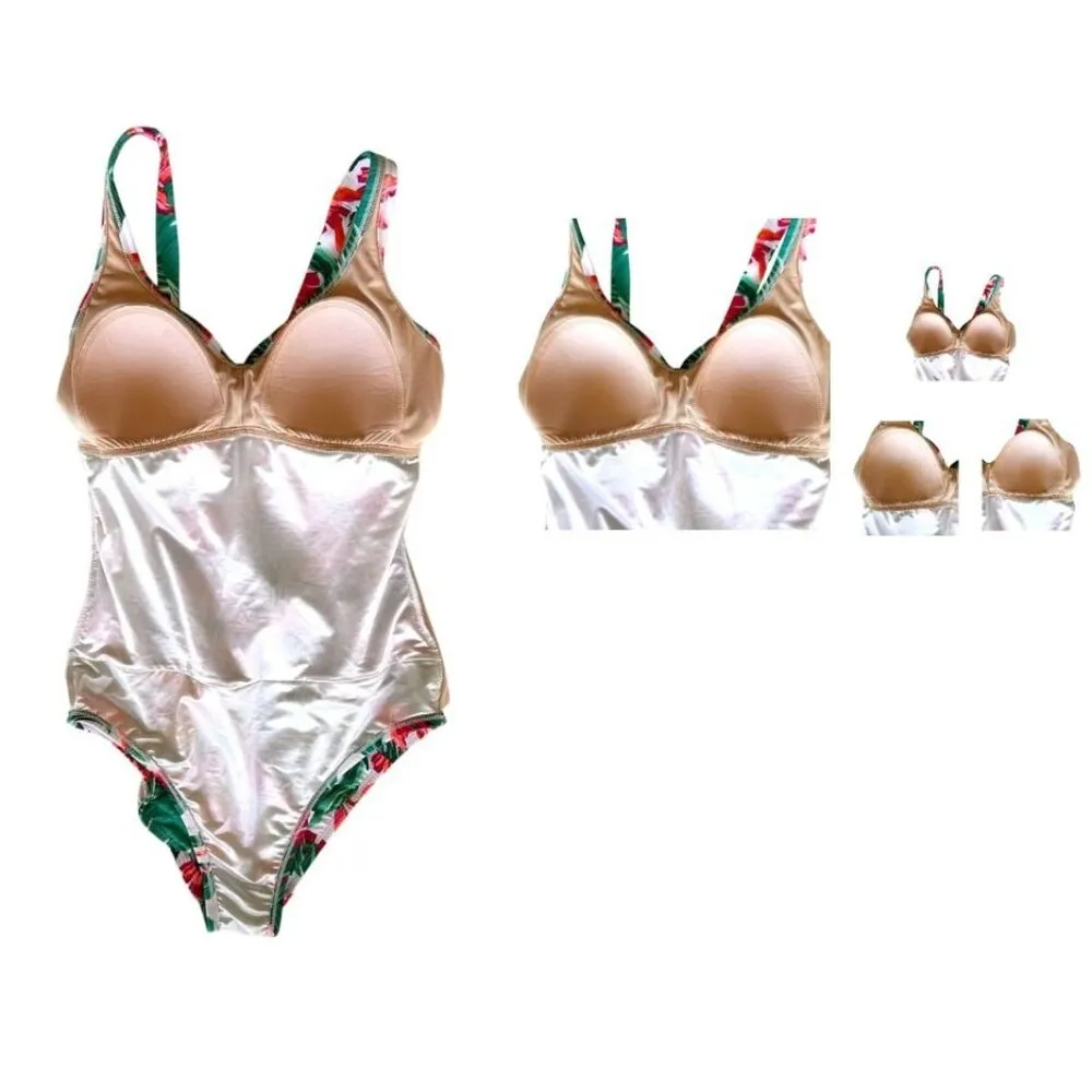 Kona Sol Swimsuit Large 12 14 Tropical Floral One Piece Tummy Control Cruise - Image 9