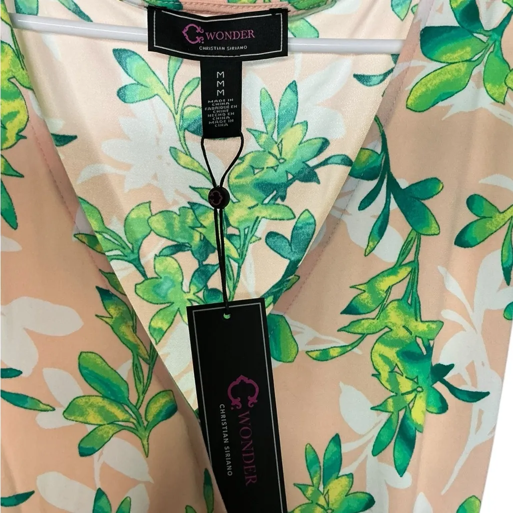 Christian Siriano Leaf Print Jumpsuit - Green and Cream - Image 3