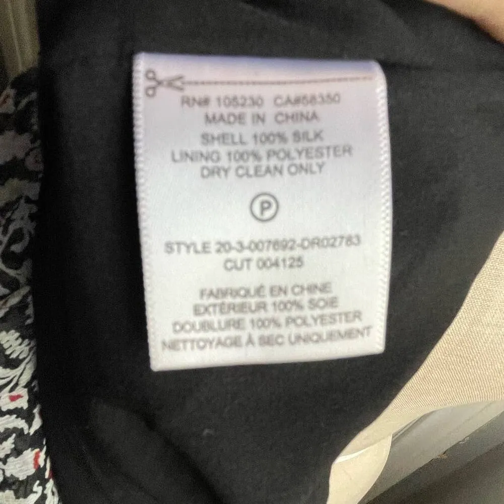 joie Ruffle Floral High Low 100% Silk Prairie Dress in Black & White Size Medium - Image 8