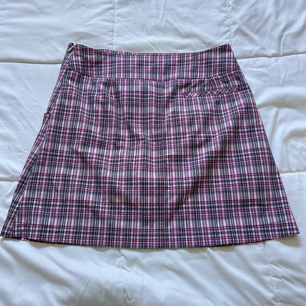 Annika Cutter & Buck Womens 8 Pink Plaid Golf Tennis Skort Skirt Shorts Stretch - Image 9
