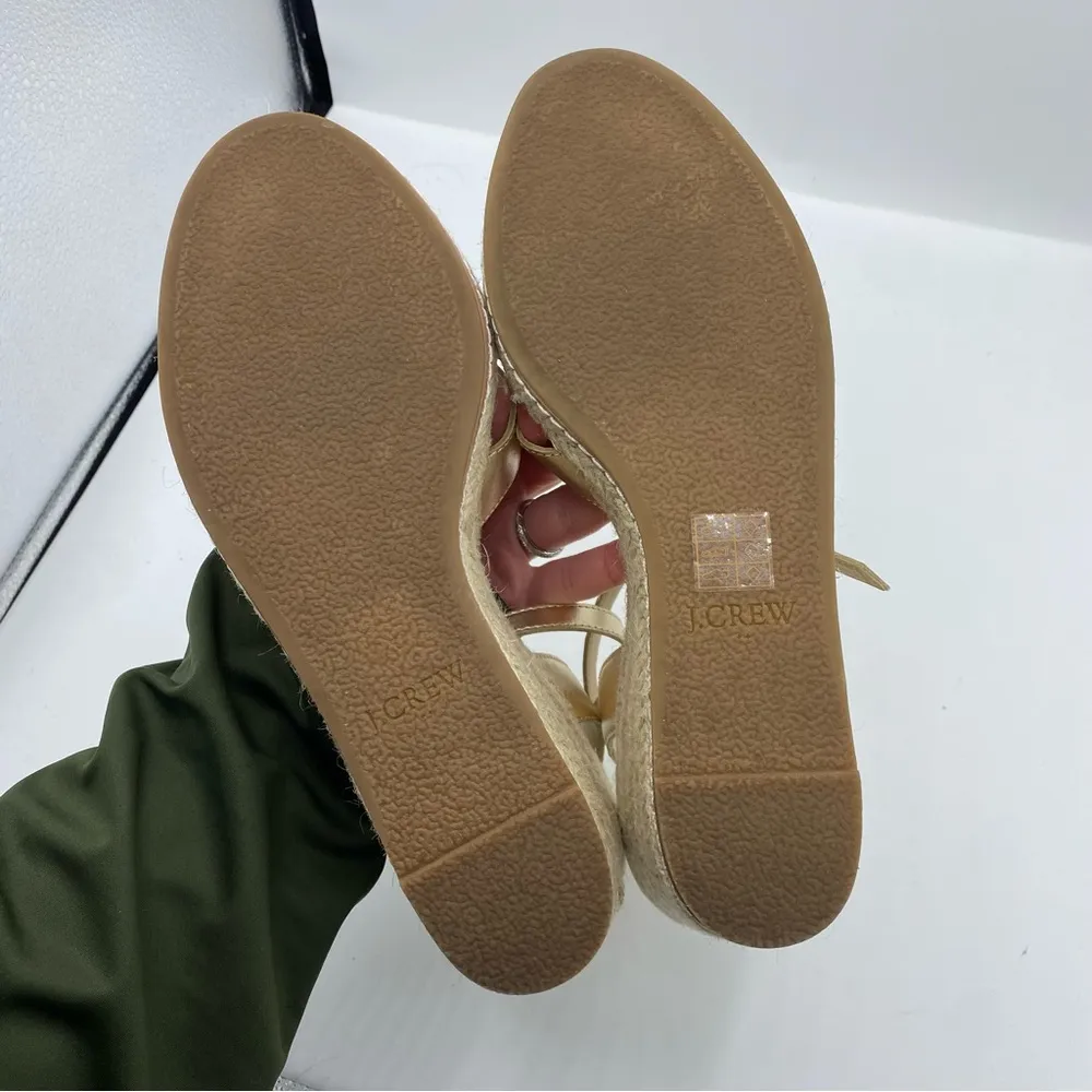 J Crew factory Espadrille metallic gold wedges BZ214 size 8.5 summer cruise - Image 5