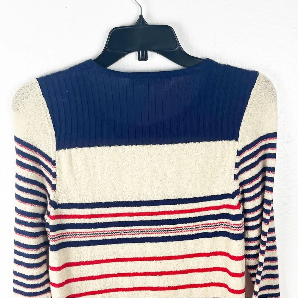ISABEL MARANT Etoile Made In Italy Striped Colorblock 3/4 Sleeves Sweater - Image 9