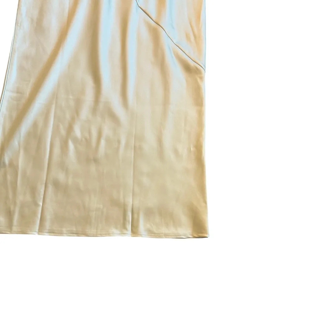 Billy J Frida Maxi Dress Yellow Satin Creamy Buttery Gown Size 14 Women's NWT - Image 11