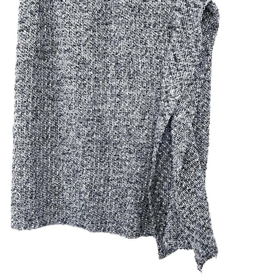 Oscar de la Renta Black White Tweed Ruffled Knee Length Pencil Skirt Size 8 - Image 6