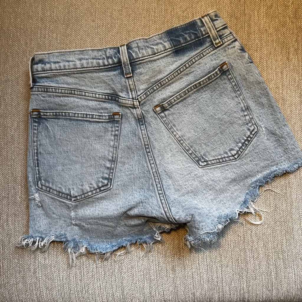 Abercrombie & Fitch Light Blue Distressed Jean Shorts Curve Love - Image 3