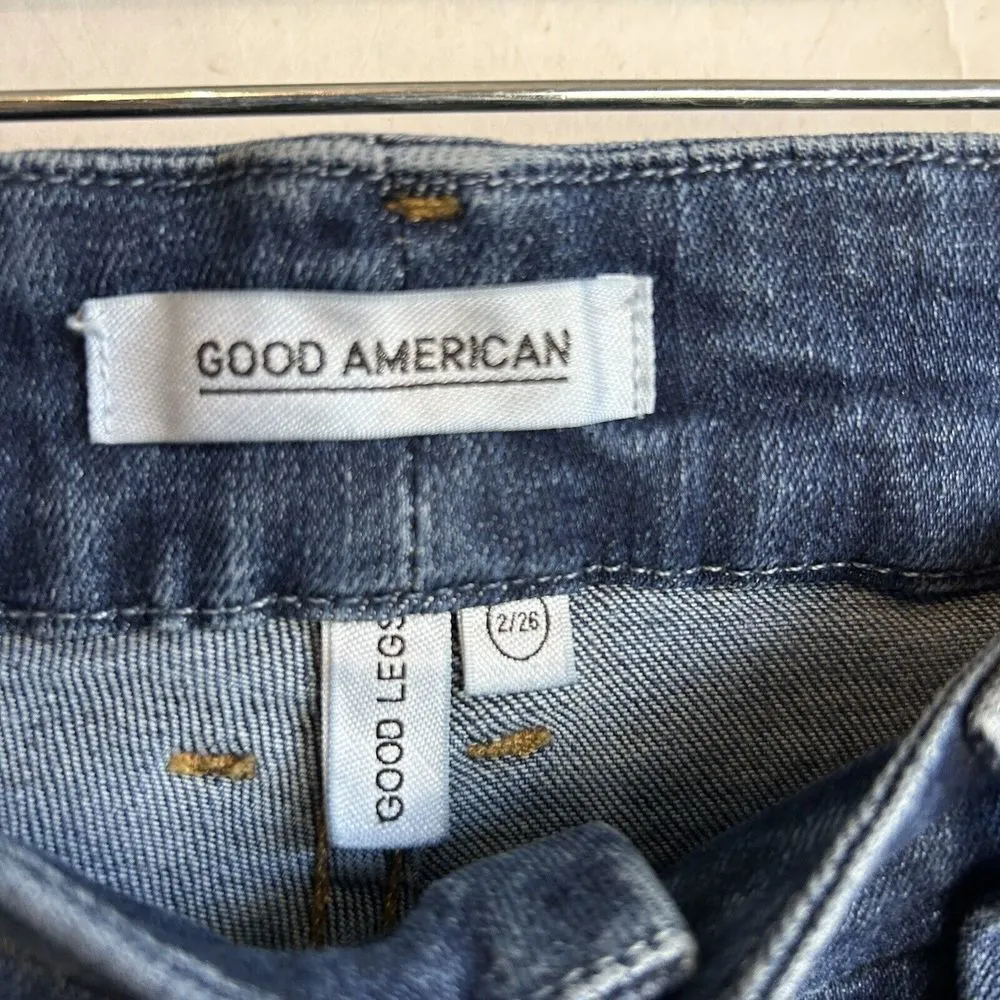 Good American Good Legs Jeans Size 2/26 Side Stripes Dark Wash Denim GLCA899T - Image 5