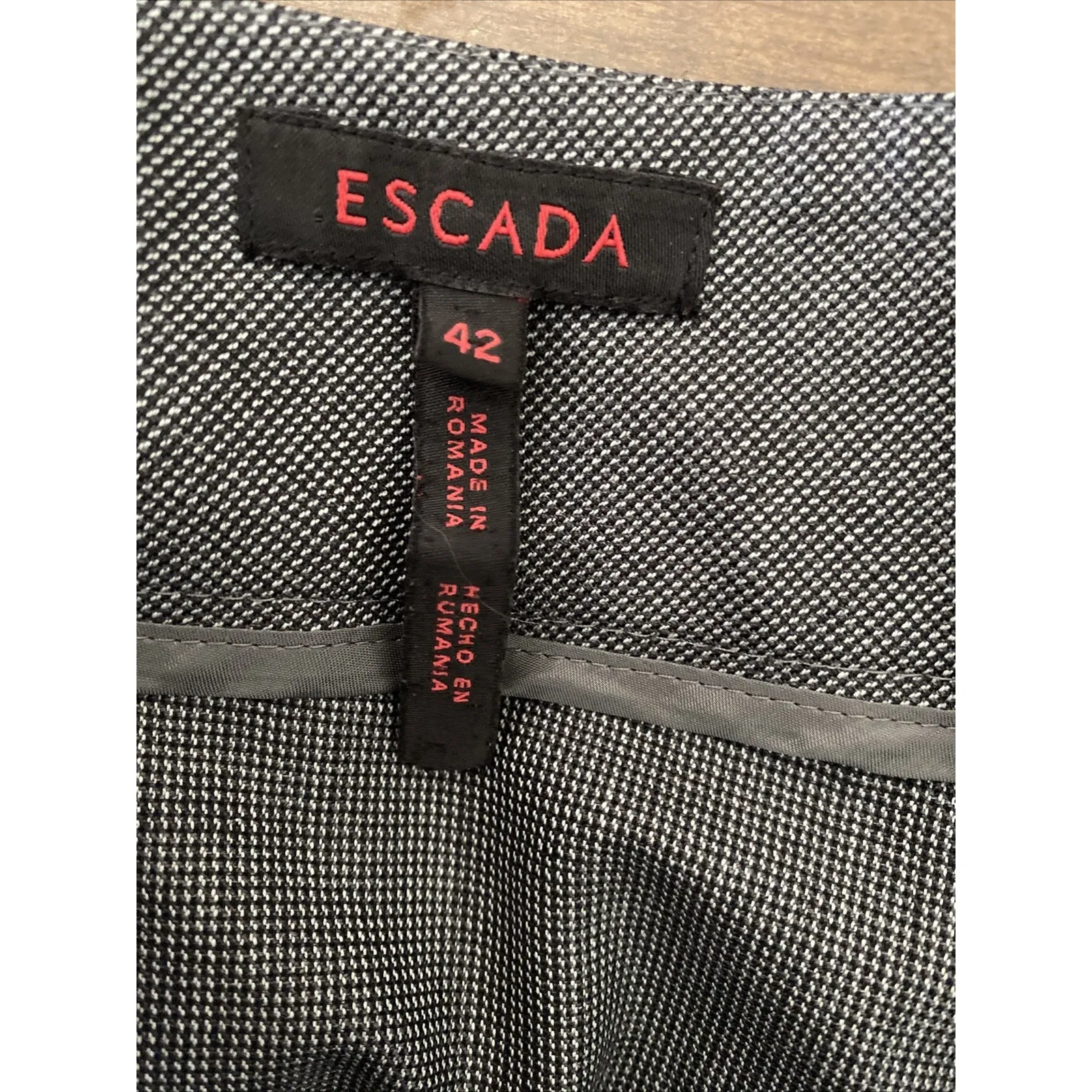 Escada‎ Womens 42 Gray Straight Leg Trouser Dress Wool Silk Blend Pants Career Size 31 - Image 7