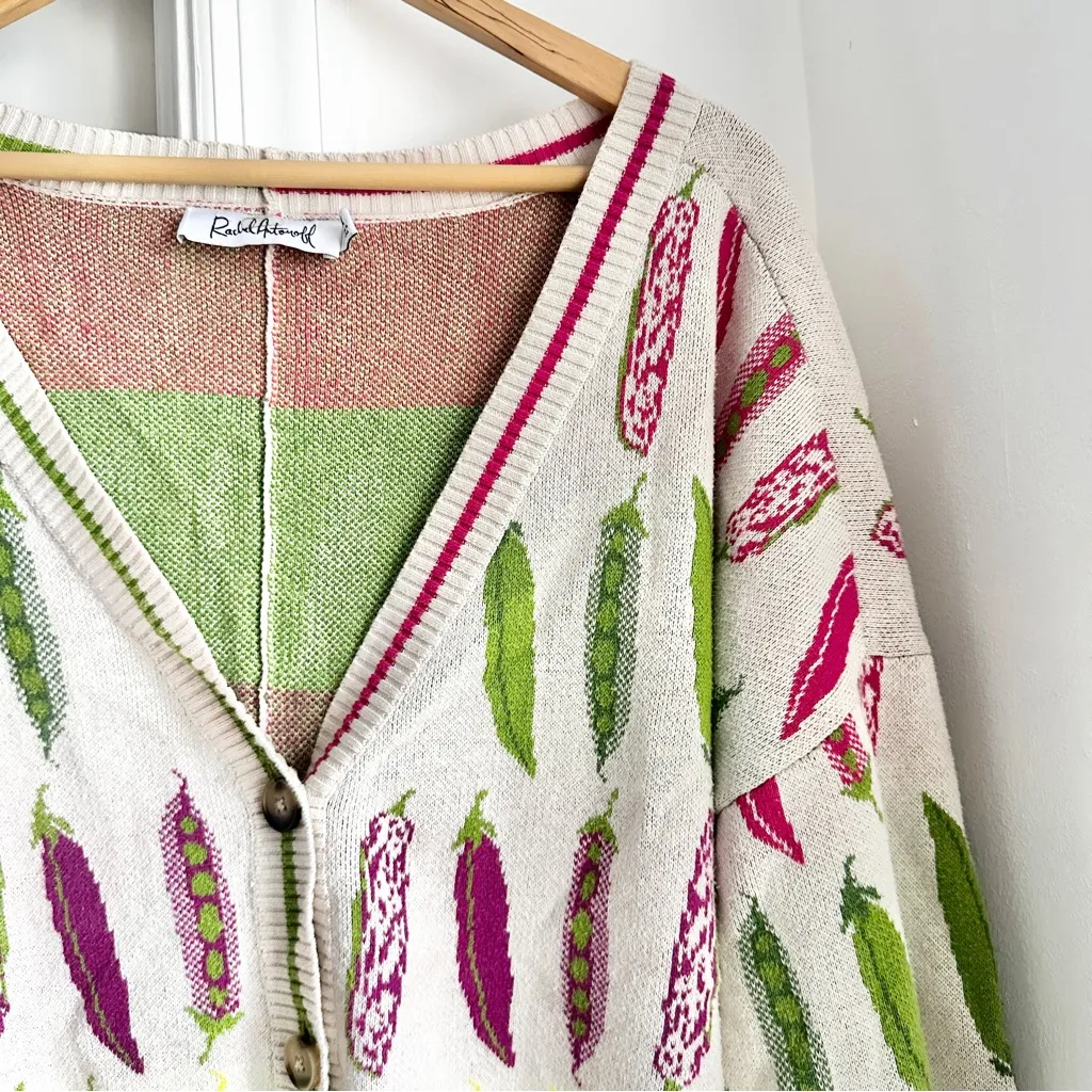 Rachel Antonoff Ana Veggie Cardigan Green Size 1X - Image 12