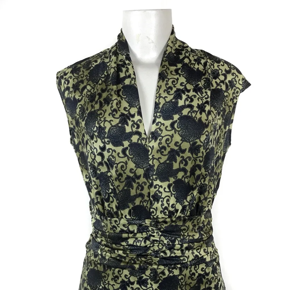 Newport News Dress Medium Petite Sleeveless Floral V Neck Career Cocktail Sheath - Image 2