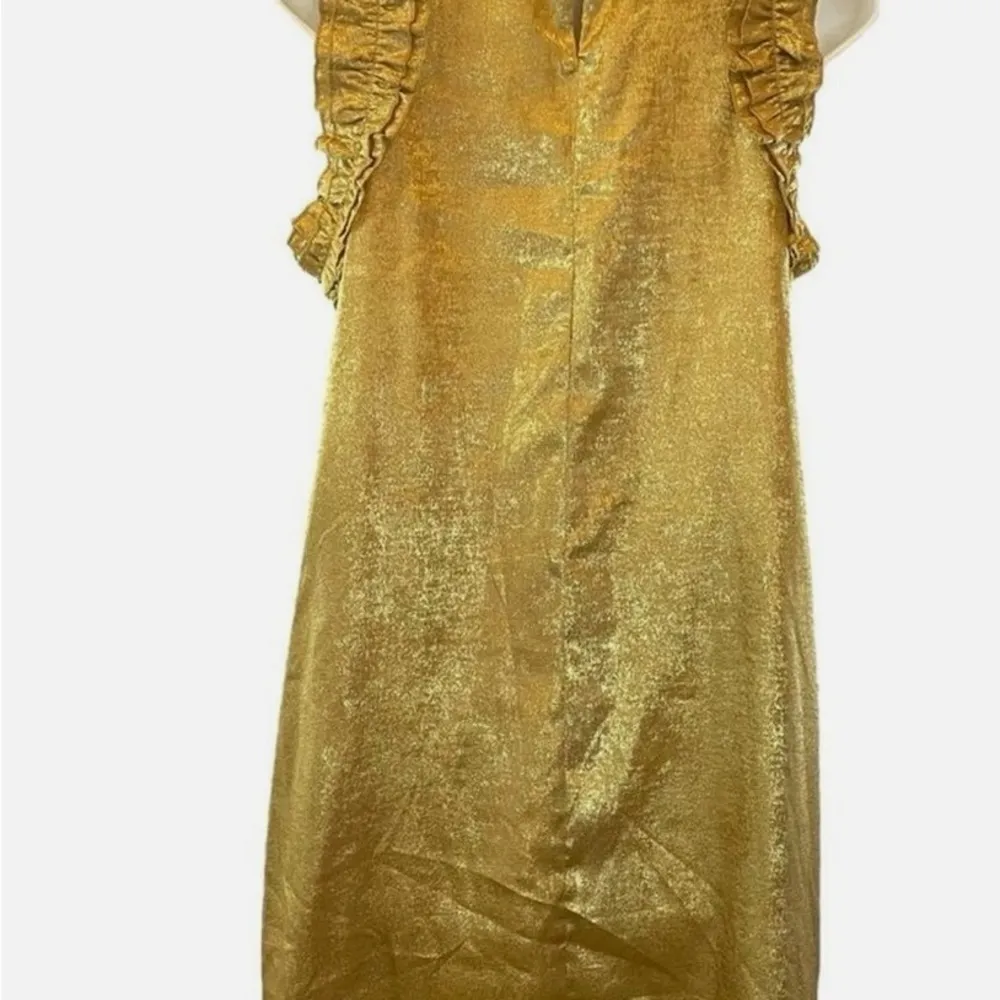 Metallic Gold TCEC Mini Cocktail Dress With Ruffles Women's Size Large - Image 4