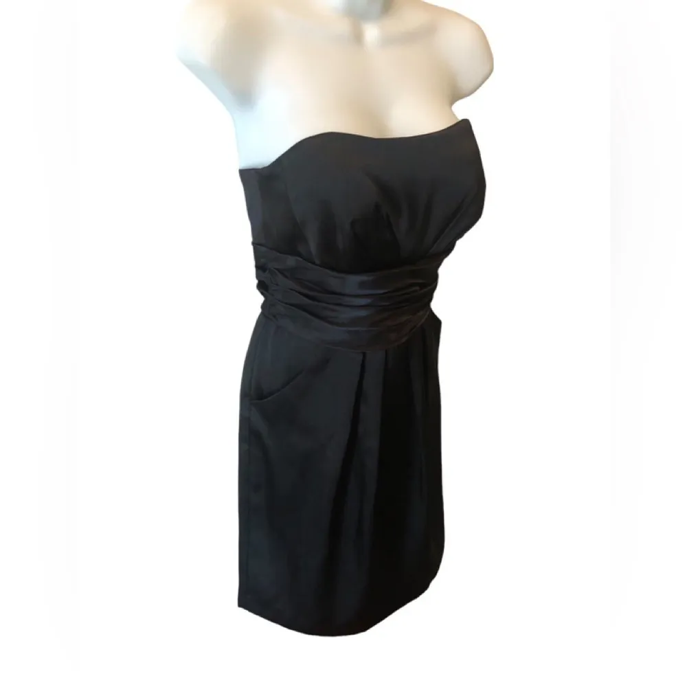 David’s Bridal Black Strapless Cocktail Mini Dress Empire Waist Sz. 6 - Image 2