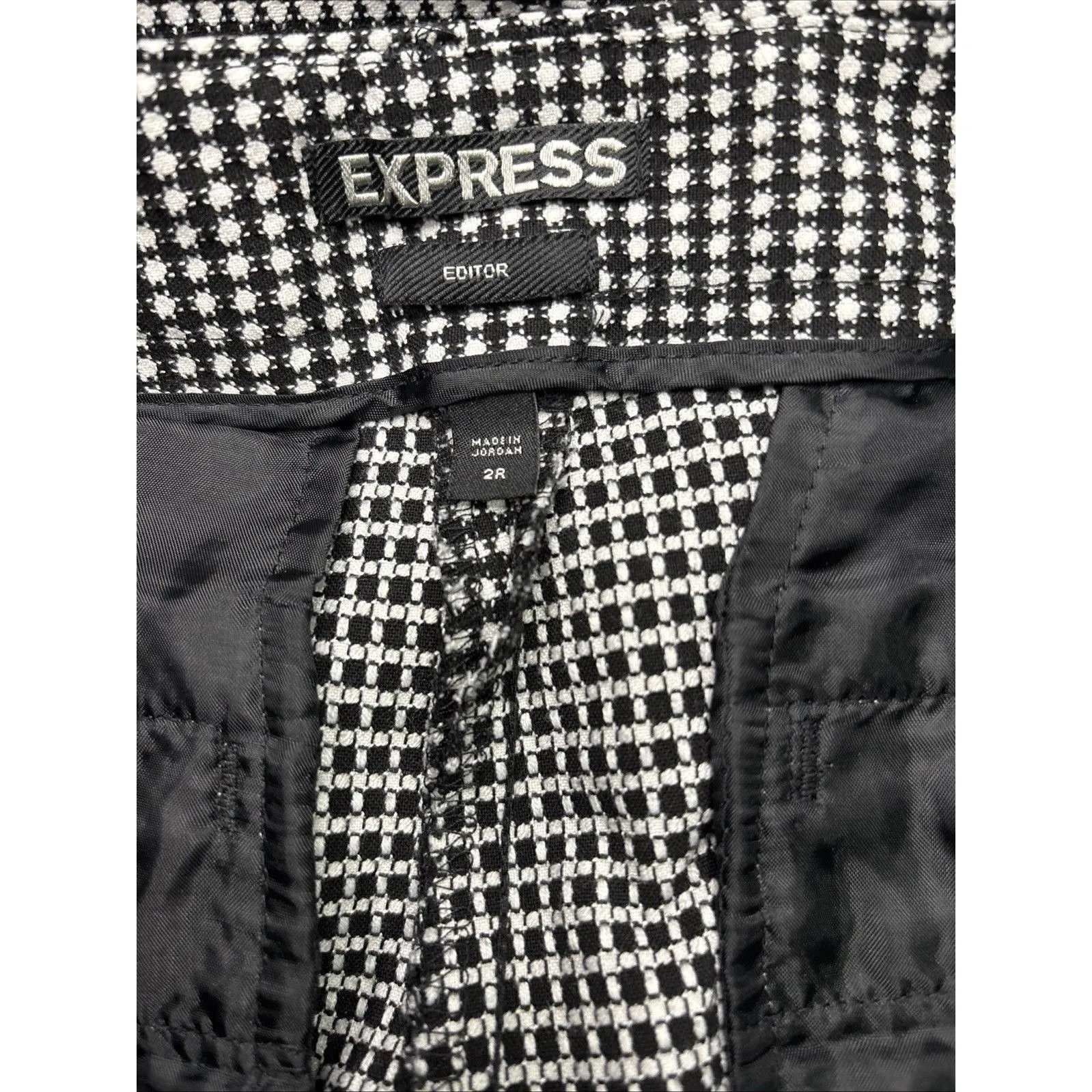 Express Women’s 2R Editor Black & White Twill Straight Ankle Dress Pants - - Image 10